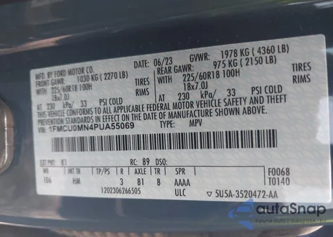 2023 Ford Escape St-Line from USA, damaged, VIN 1FMCU0MN4PUA55069